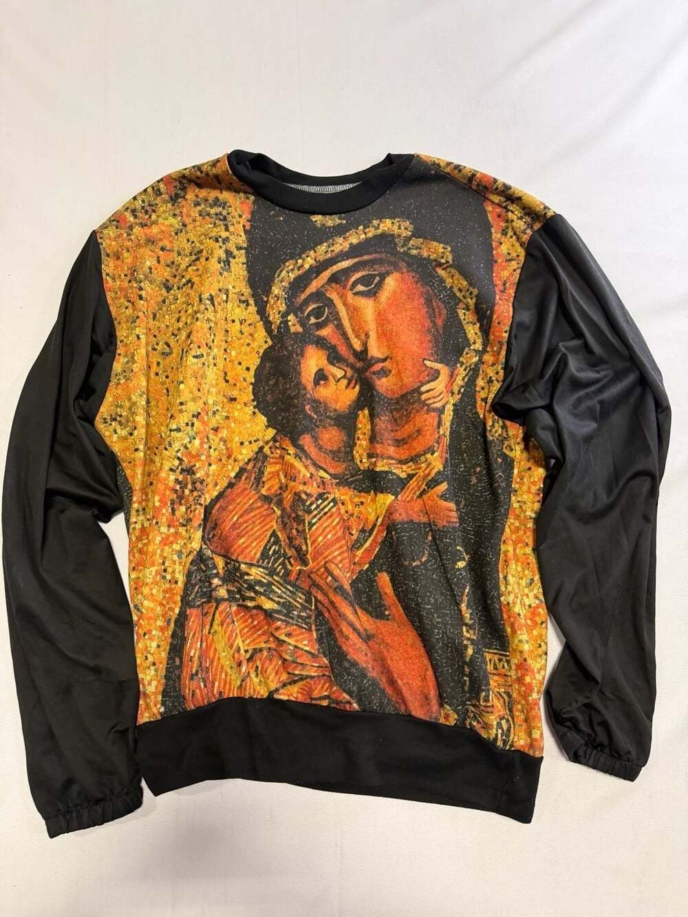 M-Hotwire Virgin Mary & Baby Jesus Mosaic Graphic Sweatshirt - Size M